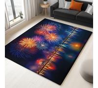 Generico Tappeto Salotto Fuochi D'Artificio Sullo Skyline Della Città 160x230cm Tappeti Camera da Letto Lavabile, Tappeto Soggiorno Pelo Corto Moderni Morbido Antiscivolo Tappeti Decor