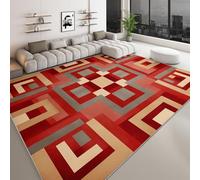 Generico Tappeto Salotto Geometria Moderna E Solida Spazio Morbido Pelo Corto Tappeto Camera Da Letto, Tappeti Antiscivolo Lavabile per Cameretta Soggiorno Sala Scendiletto, Rosso 160 x 230 cm