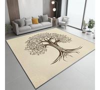 Generico Tappeto Salotto Grandi Dimensioni - Beige 40x60 cm Tappeto Antiscivolo Lavabile a Pelo Corto Boemia Albero Della Vita Motivo per Camera Da Letto, Corridoio, Soggiorno, Sala