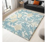 Generico Tappeto Salotto Grandi Dimensioni - Blu 180 x 240 cm Tappeto Antiscivolo Lavabile a Pelo Corto Retro Bello Fiori Motivo per Camera Da Letto, Corridoio, Soggiorno, Sala
