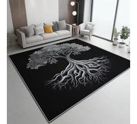 Generico Tappeto Salotto Grandi Dimensioni - Nero 100x150 cm Tappeto Antiscivolo Lavabile a Pelo Corto Mistero Albero Antico Motivo per Camera Da Letto, Corridoio, Soggiorno, Sala