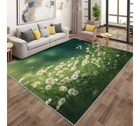 Generico Tappeto Salotto Margherita, Tappeto Fiore Bianco Natura Camera da Letto 140x200cm, Tappeti Salotto Antiscivolo, Lavabili, Morbido, Arredo Casa QAZ25