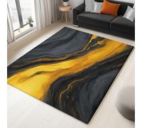 Generico Tappeto Salotto Marmo Nero E Oro 90 x 150 cm Tappeti Moderno Del Soggiorno, Buio Tappeto Lavabile Dell'Interno Morbido - Per La Camera Da Letto La Cucina Il Tavolo Della Sala