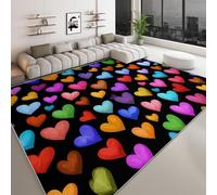 Generico Tappeto Salotto Minimalismo Cuore Colorato 120 x 180 cm Tappeti Moderno Del Soggiorno, Nero Tappeto Lavabile Dell'Interno Morbido - Per La Camera Da Letto La Cucina Il Tavolo Della Sala