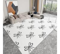 Generico Tappeto Salotto Minimalismo Fiocco Nero 180 x 240 cm Tappeti Moderno Del Soggiorno, Bianco Tappeto Lavabile Dell'Interno Morbido - Per La Camera Da Letto La Cucina Il Tavolo Della Sala