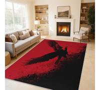 Generico Tappeto Salotto Moderno Aquila Nera, Tappeto Ingresso Interno Gotico Nero Rosso 50x80 cm, Tappeti da Antiscivolo e Lavabili, Arredo Casa C&J48
