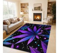 Generico Tappeto Salotto Moderno Foglia Cannabis Neon, Tappeto Ingresso Interno Foglia Erbaccia 50x80 cm, Tappeti da Antiscivolo e Lavabili, Arredo Casa C&J48