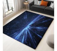Generico Tappeto Salotto Moderno Futurismo Velocità Della Luce Blu 160 x 230 cm Tappeto Camera da Letto, Blu Adolescenti Bambini Soggiorno Tappeti, Flanella Lavabile Antiscivolo Morbido Tappetino