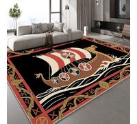Generico Tappeto Salotto Moderno Lavabile Stile Barca A Vela D'epoca 180x240 cm Tappeto Soggiorno Antiscivolo, Onde Rune Camera da Letto Pelo Corto,Tappeti Grande Sala da Pranzo,Ufficio,Corridoio