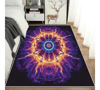 Generico Tappeto Salotto Moderno Mandala Psichedelico, Tappeto Ingresso Interno Arte Astratta 50x80 cm, Tappeti da Antiscivolo e Lavabili, Arredo Casa C26