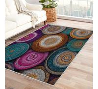 Generico Tappeto Salotto Moderno Mandala, Tappeto Ingresso Interno Arte Astratta Colorata 50x80 cm, Tappeti da Antiscivolo e Lavabili, Arredo Casa C26