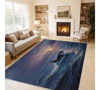 Generico Tappeto Salotto Moderno Orca Assassina, Tappeto Ingresso Interno Fauna Marina 50x80 cm, Tappeti da Antiscivolo e Lavabili, Arredo Casa C&J43
