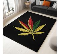 Generico Tappeto Salotto Moderno Pianta Foglia Di Cannabis 180 x 240 cm Tappeto Camera da Letto, Nero Adolescenti Bambini Soggiorno Tappeti, Flanella Lavabile Antiscivolo Morbido Tappetino