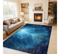 Generico Tappeto Salotto Mondo Sottomarino 140x200, Fondamento Marino Fondale Marino Tappeto Cucina Antiscivolo Lavabile, Tappeti Camera da Letto Grande Morbido Flanella, Lavabile in Lavatrice H-12