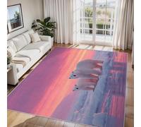 Generico Tappeto Salotto Orso Polare 200x290 cm, Tappeto Tramonto Ghiacciaio, Antiscivolo Pelo Corto Lavabili per Camera da Letto Cucina Bagno P-&2