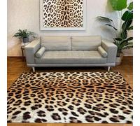 Generico Tappeto Salotto Pelo Corto Camera da Letto, Lavabile, Antiscivolo, Nero Bianco Giallo Brown Leopard Print,Orange,180 x 180 cm