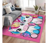 Generico Tappeto Salotto Pelo Corto Unicorno Dei Cartoni Animati 60x90 cm Moderni Tappeti Soggiorno, Tappeto Camera da Letto lavabile, Tappeti Grandi Antiscivolo Morbido Pieghevole