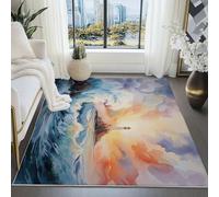 Generico Tappeto Salotto Piccole Dimensioni - Blu Viola 50x80 cm Tappeto Antiscivolo Lavabile a Pelo Corto Oceano Isola Faro Motivo per Camera Da Letto Corridoio Soggiorno Sala
