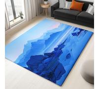 Generico Tappeto Salotto Pittura Paesaggistica Cinese Alba Montagne Lago 60 x 90 cm Tappeti Soggiorno, Blu Tappeto Lavabile Dell'Interno Morbido, Per La Camera Da Letto La Cucina Il Tavolo Della Sala