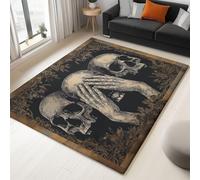 Generico Tappeto Salotto Poster Retrò Con Teschio 140 x 200 cm Tappeti Moderno Del Soggiorno, Buio Tappeto Lavabile Dell'Interno Morbido, Per La Camera Da Letto La Cucina Il Tavolo Della Sala
