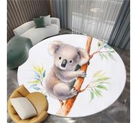 Generico Tappeto Salotto Rotondo Moderno Acquerello Koala Rami 100 cm Tappeto Camera da Letto Rotondo, Bianco Adolescenti Bambini Soggiorno Tappeti Flanella Lavabile Antiscivolo Morbido Tappetino