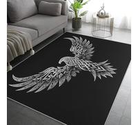 Generico Tappeto Salotto Simbolo Corvo 180x240, Mitologia Norrena Celtica Vichingo Tappeto Cucina Antiscivolo Lavabile, Tappeti Camera da Letto Grande Morbido Flanella, Lavabile in Lavatrice H-13