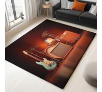 Generico Tappeto Salotto Surrealismo Batteria Chitarra 180 x 240 cm Tappeti Moderno Del Soggiorno, Marrone Tappeto Lavabile Dell'Interno Morbido, Per La Camera Da Letto La Cucina Il Tavolo Della Sala