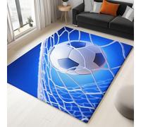 Generico Tappeto Salotto Surrealismo Calcio Gol 90 x 150 cm Tappeti Moderno Del Soggiorno, Blu Tappeto Lavabile Dell'Interno Morbido, Per La Camera Da Letto La Cucina Il Tavolo Della Sala