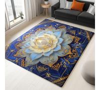 Generico Tappeto Salotto Surrealismo Mandala Di Loto 60 x 90 cm Tappeti Moderno Del Soggiorno, Blu Tappeto Lavabile Dell'Interno Morbido, Per La Camera Da Letto La Cucina Il Tavolo Della Sala