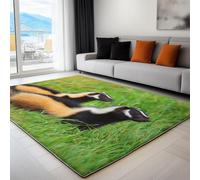 Generico Tappeto Salotto, Tappeto Camera dei bambini Antiscivolo Lavabile, Moderno Tappeti Camera Da Letto, Tappeti Puzza di animale Donnola erba verde per Soggiorno, Sala, 80 x 150cm