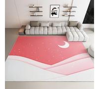 Generico Tappeto Salotto, Tappeto Camera dei bambini Antiscivolo Lavabile Moderno Tappeti Camera Da Letto Tappeti Minimalismo Colline Luna Stelle per Soggiorno Sala 80 x 120cm