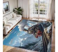 Generico Tappeto Salotto Treno a Vapore 120x170 cm, Tappeto Treno, Antiscivolo Pelo Corto Lavabili per Camera da Letto Cucina Bagno P-&37