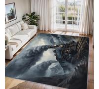 Generico Tappeto Salotto Treno a Vapore 140 x 200 cm, Tappeto Treno Retrò, Antiscivolo Pelo Corto Lavabili per Camera da Letto Cucina Bagno P-&6