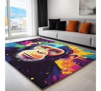 Generico Tappeto SalottoRitratto Di Scimmia Animale Scarabocchio 160 x 230 cm Moquette Camera da Letto Tappeto AntiscivoloColore, Moquette Salotto Lavabile per Salotto Cameretta Bambino Ufficio