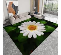 Generico Tappeto SalottoSemplici Gocce Di Rugiada Di Margherita 180 x 240 cm Moquette Camera da Letto Tappeto AntiscivoloVerde, Moquette Salotto Lavabile per Salotto Cameretta Bambino Ufficio