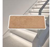 Generico Tappeto Scale Interne Tappetini per gradini Tappetini per Scale Moquette Kaki Beige Bianco, Proteggi gradini Antiscivolo Tappetini per Scale riutilizzabili(Beige 2 PCS,W 24 CM L 75 CM)