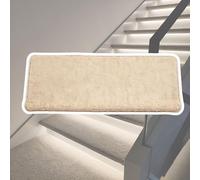 Generico Tappeto Scale Interne Tappetini per gradini Tappetini per Scale Moquette Kaki Beige Bianco, Proteggi gradini Antiscivolo Tappetini per Scale riutilizzabili(White 2 PCS,W 24 CM L 75 CM)