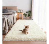 Generico Tappeto Soffice per la Camera da Letto - Tappeto A Pelo Lungo, Morbido, Fondo Antiscivolo, Lavabile, Arredamento Moderno per Il Soggiorno,Bianca,80x200cm
