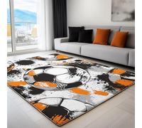 Generico Tappeto Soggiorno 80x150 cm, Tappeto Salotto Scarabocchio Di Calcio Arancione Morbido Scendiletto Camera da Letto Grigio Tappeti Lavabili per Cameretta Bambino Ufficio Cucina