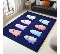 Generico Tappeto Soggiorno Fantasma Dei Cartoni Animati 90 x 150 cm Tappeti Antiscivolo Morbido, Blu Scuro Tappeti Flanella Lavabile, per Camera Letto, Sala Pranzo, Camera Bambini