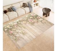 Generico Tappeto Soggiorno Fiorigiallo Foglie Piante Imitazione Cashmere 80x120 cm Antiscivolo Anti-Incrostazione Lavabile in Lavatrice Tappeto Ingresso Esterno Adatto per Corridoio Angolo Colazione