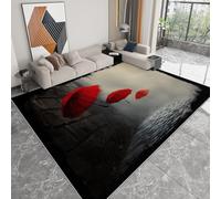 Generico Tappeto soggiorno lavabile 100 x 160 cm arte digitale, tappeto antiscivolo rosso ombrello antico strada per camera da letto - corridore stampato a pelo corto per sala da pranzo ufficio