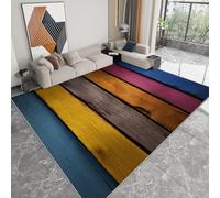 Generico Tappeto soggiorno lavabile 180 x 240 cm stile retrò, tappeto antiscivolo colorato tavola di legno texture per camera da letto - corridore stampato a pelo corto per sala da pranzo ufficio