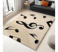 Generico Tappeto Soggiorno Minimalismo Note Musicali Chiave Di Violino 60 x 90 cm Tappeti Antiscivolo Morbido, Beige Tappeti Flanella Lavabile - per Camera Letto Sala Pranzo Camera Bambini