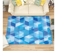 Generico Tappeto Soggiorno Moderno a Pelo Corto - Blu Tappeto Morbido e Antiscivolo per Camera da Letto, Geometria Dello Spazio Solido Tappeti Lavabile in Lavatrice Dimensione:80x150 cm