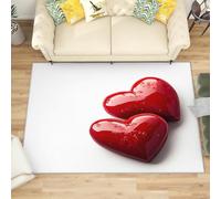 Generico Tappeto Soggiorno Moderno a Pelo Corto - Romantico Cuore Rosso D'Amore Tappeto Morbido e Antiscivolo per Camera da Letto, Bianco Tappeti Lavabile in Lavatrice Dimensione:120x180 cm