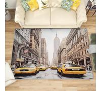 Generico Tappeto Soggiorno Moderno a Pelo Corto - Silhouette di Una Città Moderna Tappeto Morbido e Antiscivolo per Camera da Letto, Acquerello Tappeti Lavabile in Lavatrice Dimensione:160x230 cm