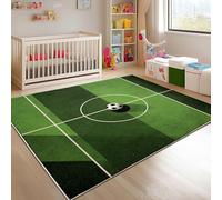 Generico Tappeto Soggiorno Moderno a Pelo Corto - Verde Tappeto Morbido e Antiscivolo per Camera da Letto, Tema Sportivo Sul Calcio Tappeti Lavabile in Lavatrice Dimensione:120x180 cm