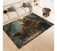 Generico Tappeto Soggiorno Orso Corona Scacchi Pezzo Imitazione Cashmere 80x120 cm Antiscivolo Anti-Incrostazione Lavabile in Lavatrice Tappeto Ingresso Esterno Adatto per Corridoio Angolo Colazione