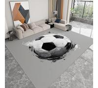 Generico Tappeto Soggiorno Pallone Da Calcio Graffiti 90 x 150 cm Tappeti Antiscivolo Morbido, Grigio Tappeti Flanella Lavabile - per Camera Letto Sala Pranzo Camera Bambini